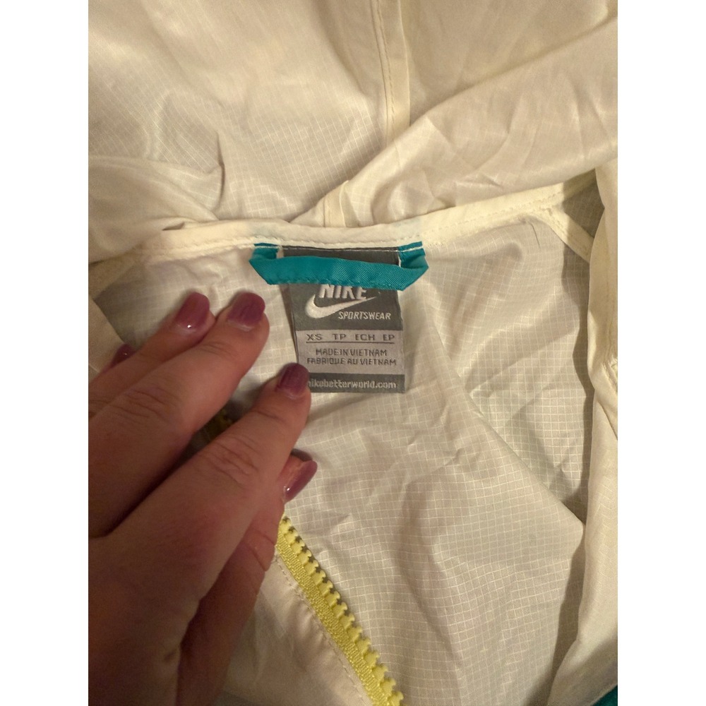 Nike Sportswear Windrunner Jacket White Navy Teal XS Windbreaker Hooded Zip‎ Up - Picture 4 of 5